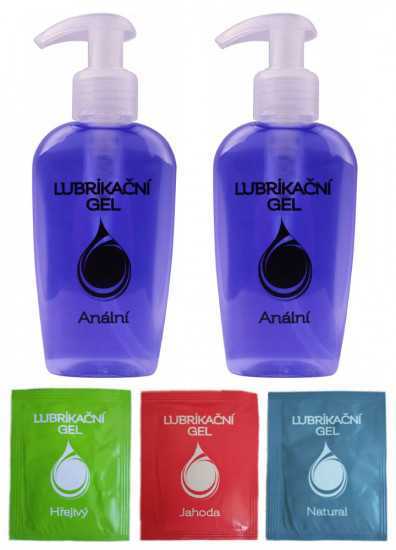 Anální lubrikační gel (2 ks x 130 ml) + vzorky (3 ks x 3 ml)