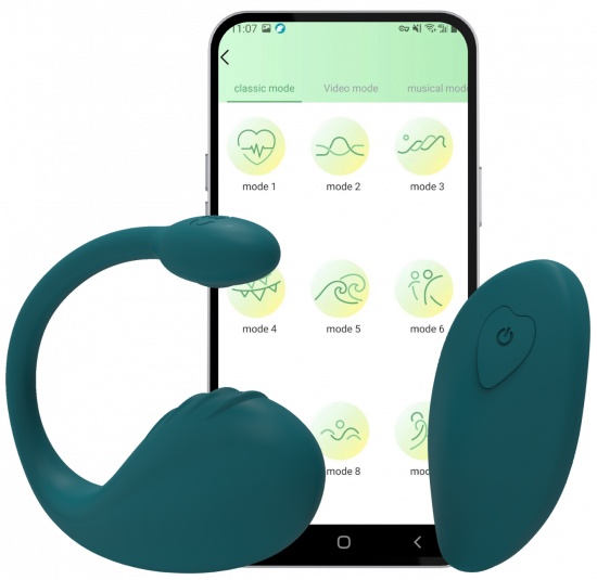 Vibrační vajíčko Mia App s dálkovým ovládáním a mobilní aplikací + dárek Toybag